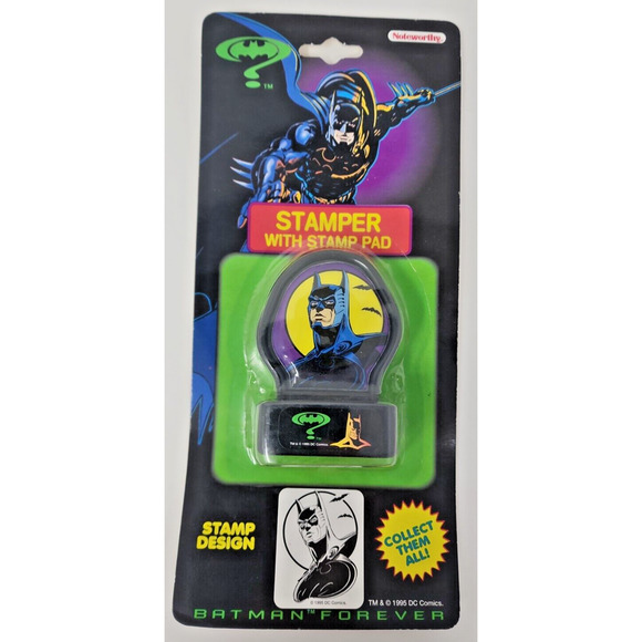 1995 Batman Forever Stamper with Stamp Pad Two Face Sealed New Old Stock U173 - Picture 1 of 3